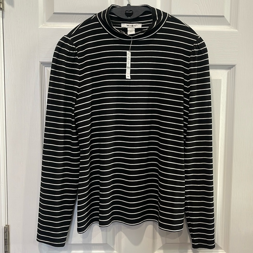 NWT WHBM mock neck puff sleeve tee